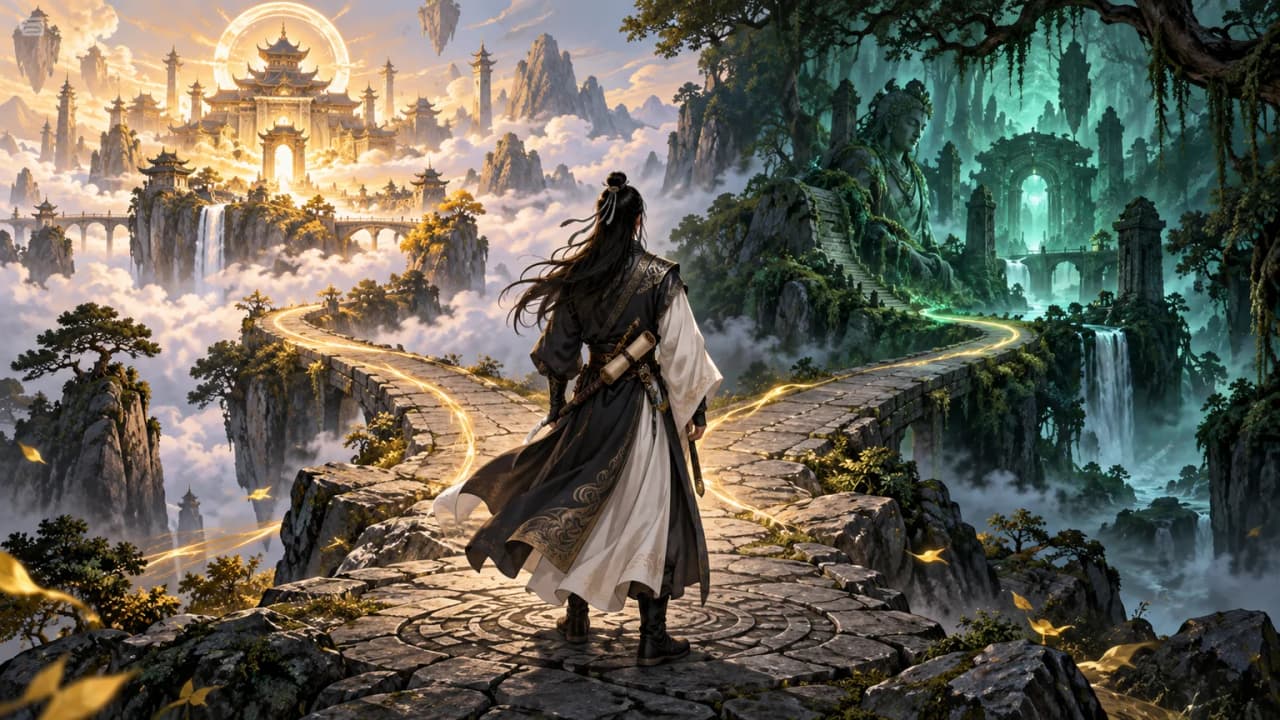 Người tu luyện đứng trước hai con đường dẫn tới tiên môn trên mây và khu rừng bí cảnh